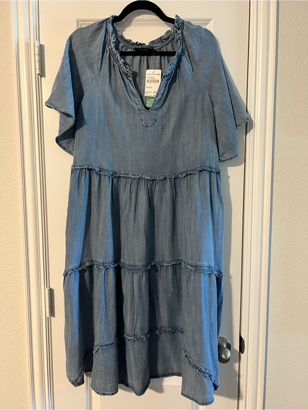 Velvet Heart Light Blue Tiered Chambray Dress